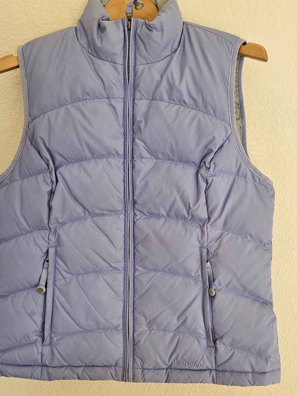 L.L. Bean Vest Women's Medium Purple Goose Down Puffer Full Zip Pockets Warm